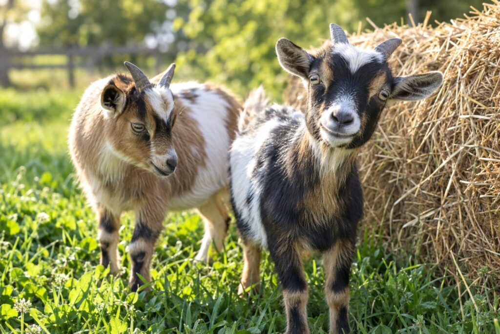 goats at a mobile petting zoo
