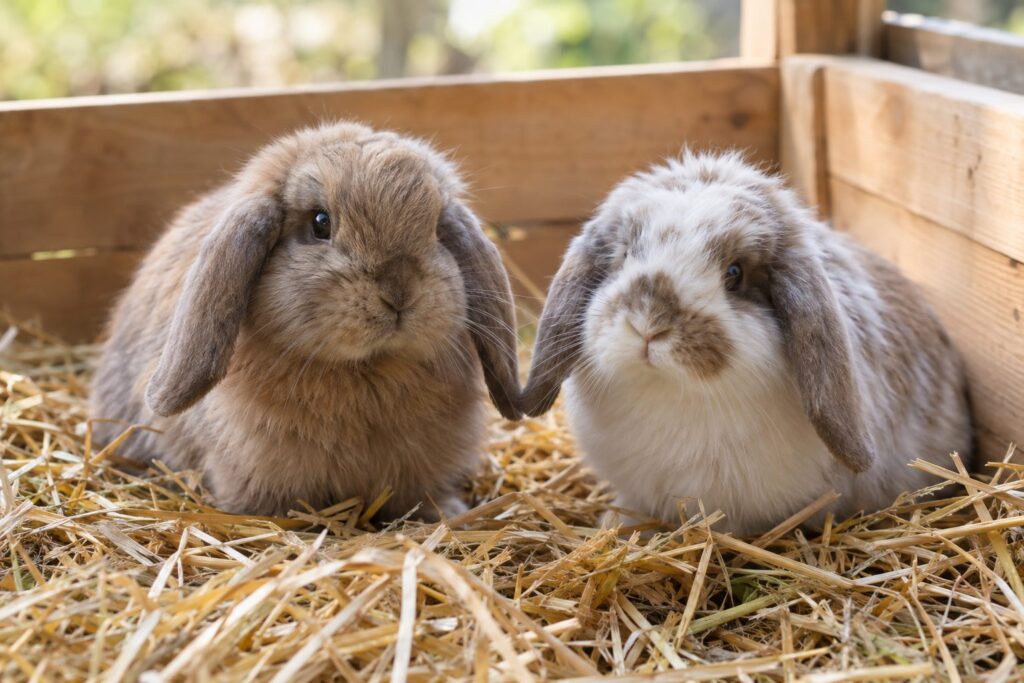 rabbits at a petting zoo learning station